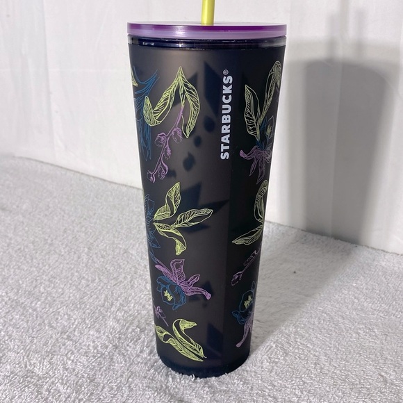 Starbucks 2024 Winter Purple Blossom Floral Soft Touch Tumbler with Straw - Picture 7 of 13